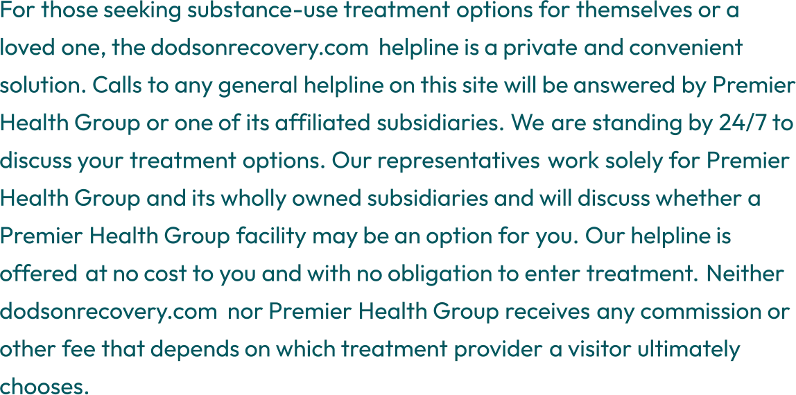 Disclosure: calls may be answered by an affiliated treatment provider; no referral fee is charged.